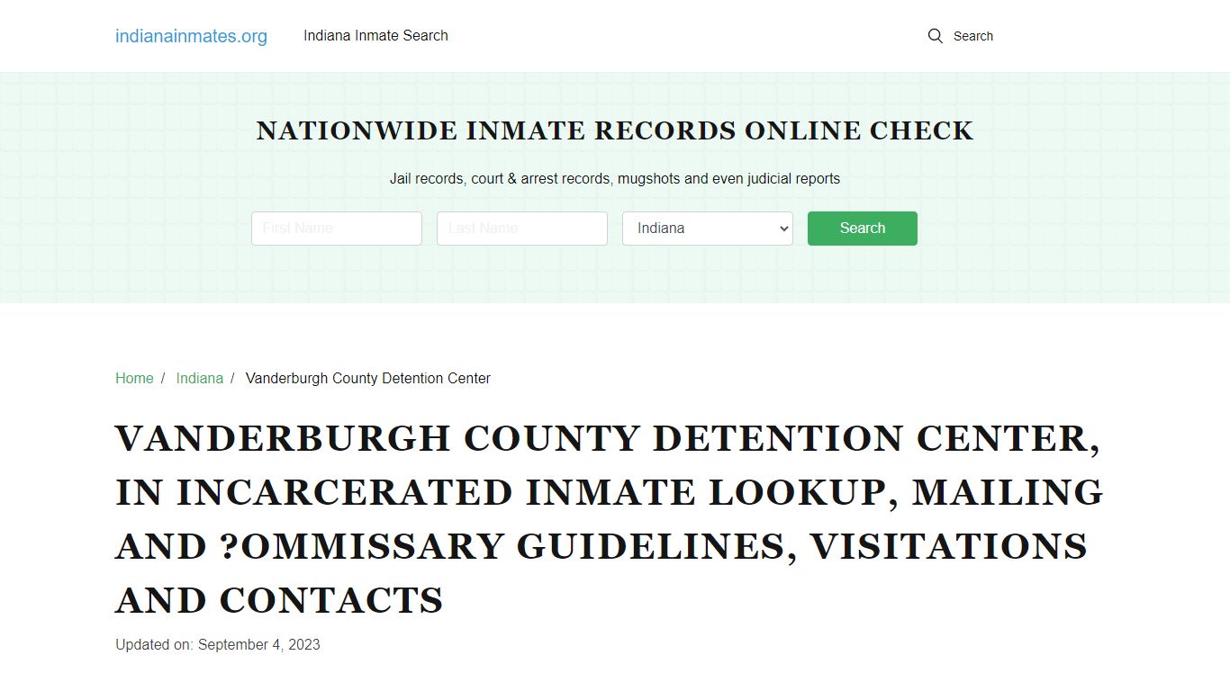 Vanderburgh County Detention Center, IN Incarcerated Inmate Lookup ...